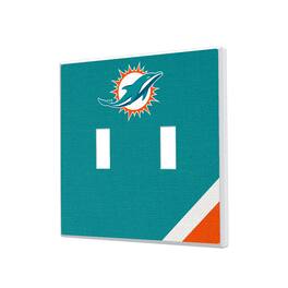 Keyscaper - Miami Dolphins Diagonal Stripe Double Toggle Light Switch Plate - Multicolor