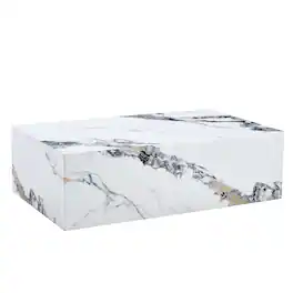 Ecooso - Modern MDF Coffee Table with Marble Pattern - 39.37x23.62x11.81 inches - Stylish and Durable Design - White