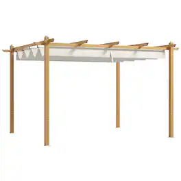 Outsunny - x 10' Retractable Pergola Canopy, Aluminum Pergola Sun Shade Shelter for Garden, Patio, Backyard - Cream White