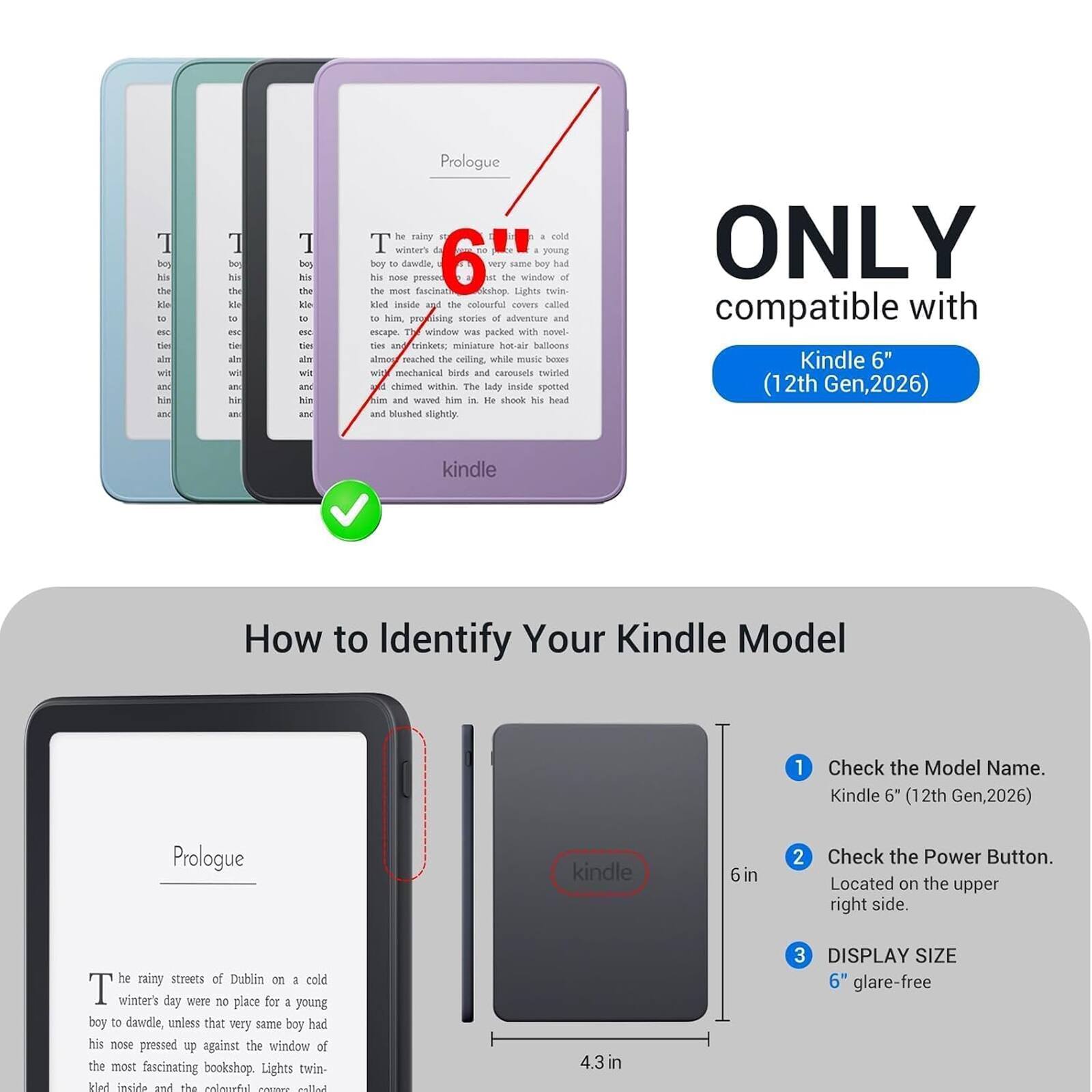 Dteck Slim Case for All New Kindle 6