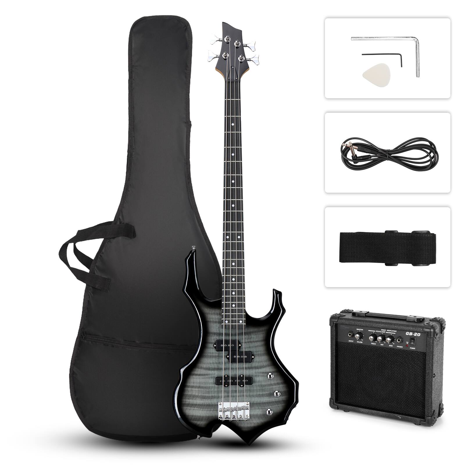 Front. Winado - Ktaxon 46" Full Size Electric Bass Guitar 15W AMP Beginner Kits School Band.