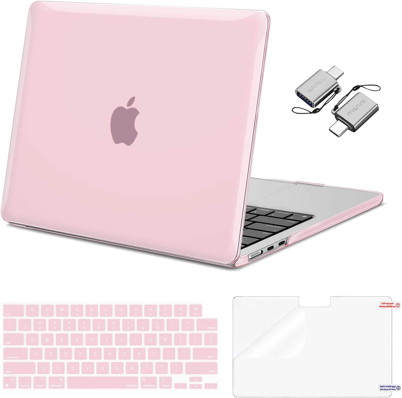 mosiso - Case for MacBook Air 13 inch M5 M4 M3 M2 A3449 A3240 A3113 A2681 (2022-2026) - Rose Pink