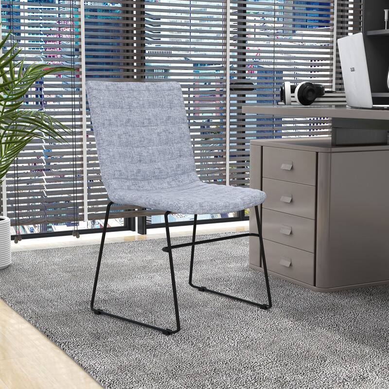 Left. LeisureMod - Zylar Office Guest Chair with PU Leather, Foam Cushion & Stainless Steel Base - Grey.