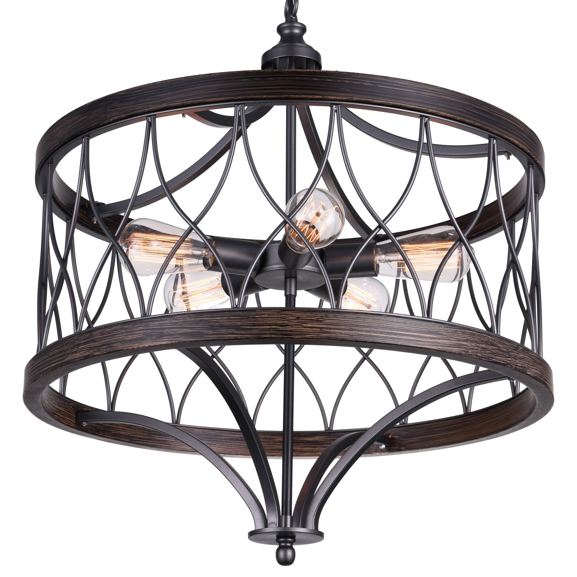 Angle. CWI Lighting - Amazon 5 Light Drum Shade Chandelier With Gun Metal Finish - Gun Metal.