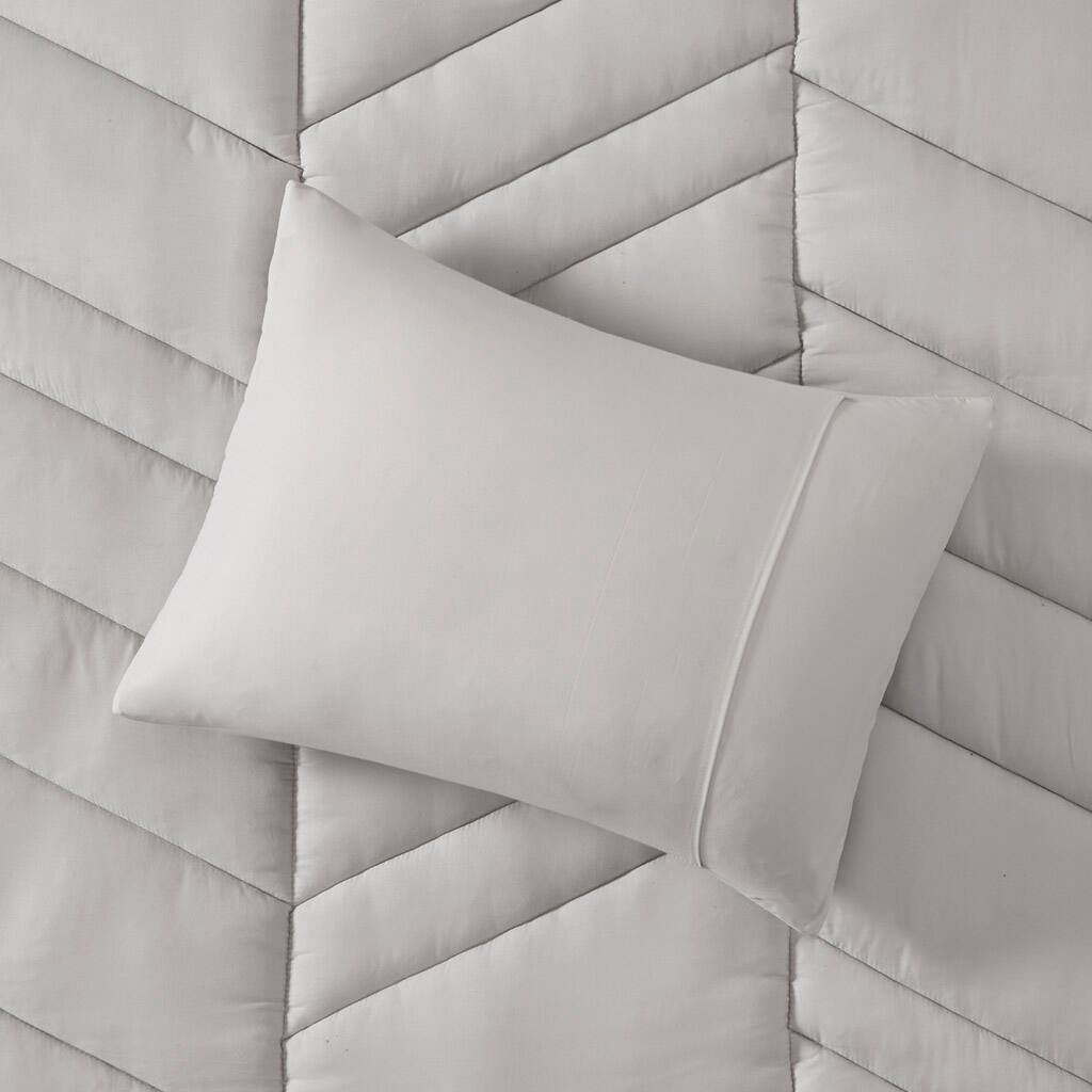 Alt View 3. Gracie Mills - Gracie Mills Solid Quilted Chevron Comforter Set with 350 GSM Polyfill - Gray.