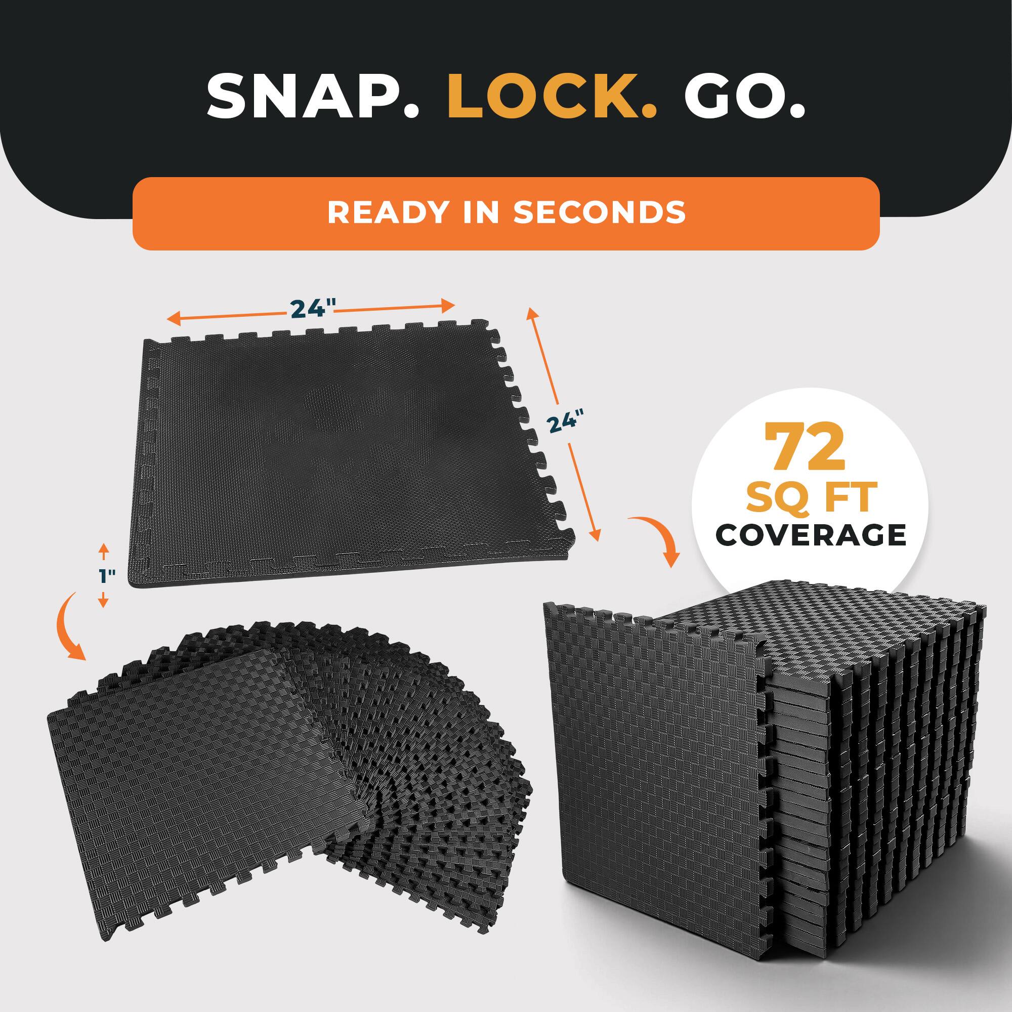 SNAP. LOCK. GO.  
READY IN SECONDS  
24"  
24"  
72 SQ FT COVERAGE  
1"