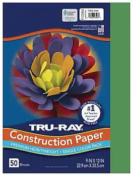 Tru-Ray - 9" x 12" Construction Paper, 50 Sheets - Holiday Green