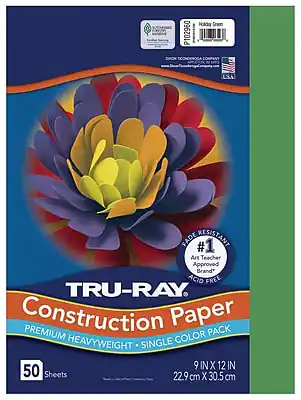 Holda P102960
TICONCKROCA COMPANY
UXA FADE RESISTANT #1
Art Teacher Approved Brand*
ACID FREE
TRU-RAY Construction Paper
PACK PREMIUM COLOR HEAVYWEIGHT SINGLE
9 IN X 12 IN
50 Sheets
22.9 cm x 30.5 cm