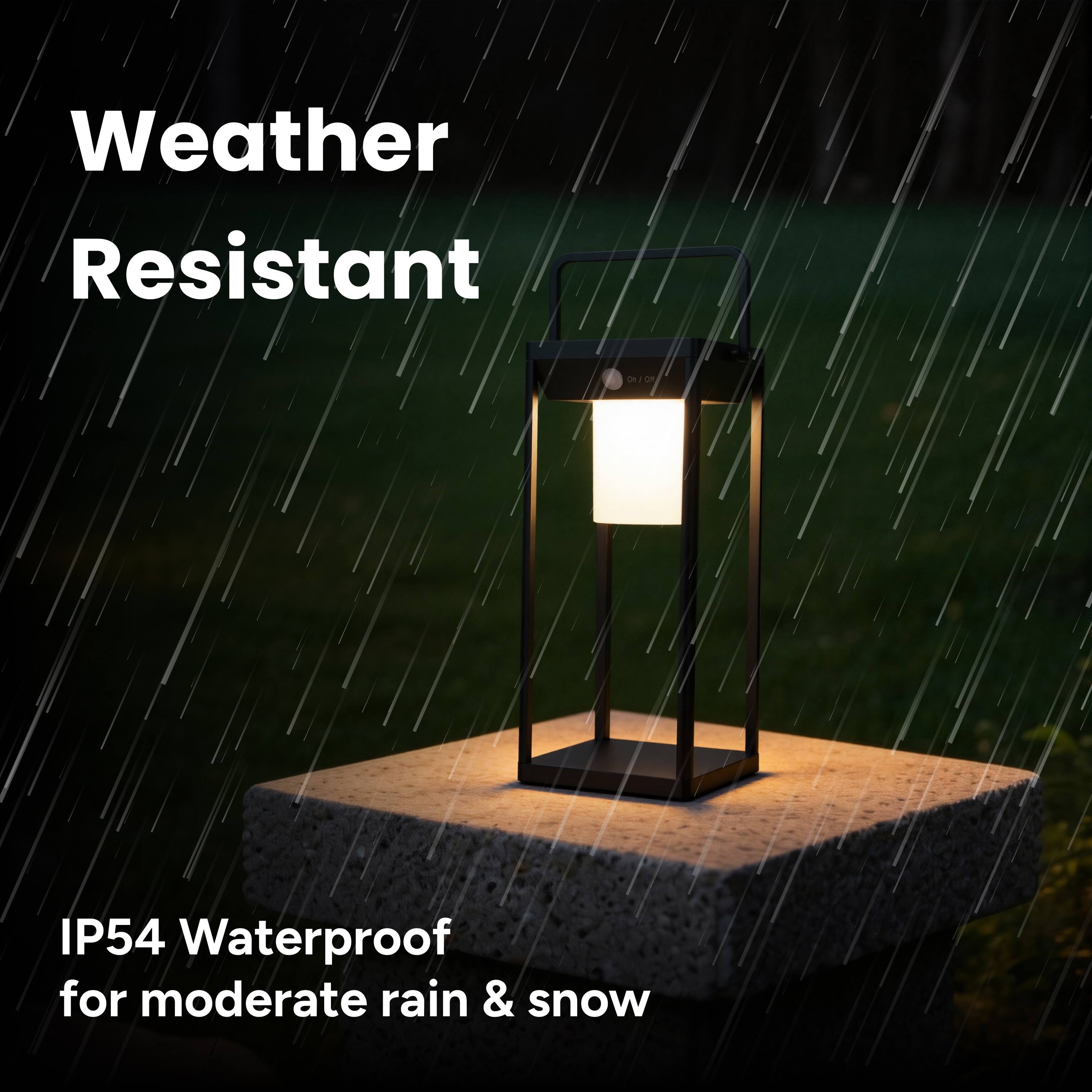 Weather Resistant

IP54 Waterproof for moderate rain & snow