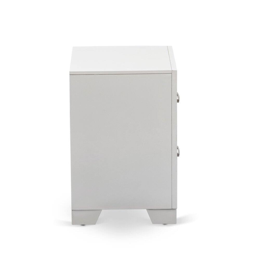 Alt View 1. East West Furniture - East West Furniture 1-Piece Pandora mid century Wooden Nightstand with 2 Wood Drawers for Bedroom - White Finish - Multi-Color.