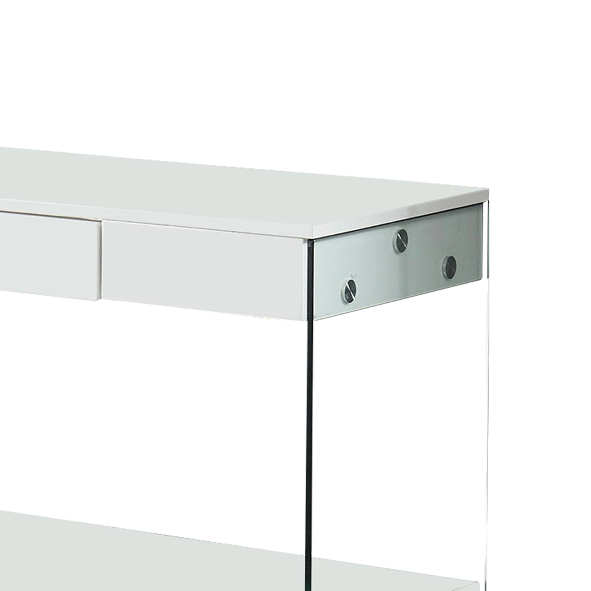 Alt View 1. Manhattan Lane - Contemporary Style Plastic TV Stand with Glass Side Panels, White - White.