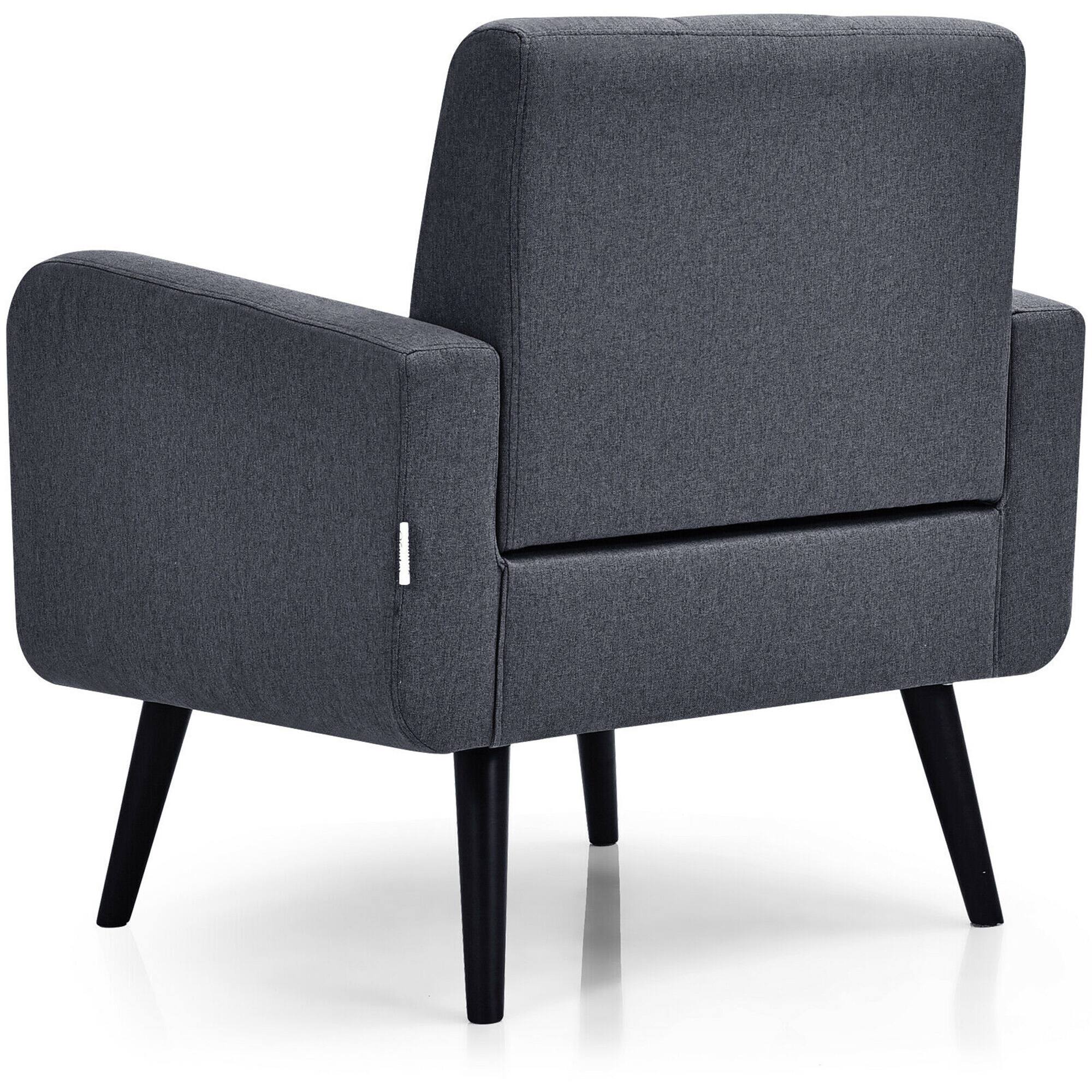 Alt View 15. Costway - Accent Upholstered Single Sofa Home Office Armchair with Wooden Legs (Set of 2) - Gray.