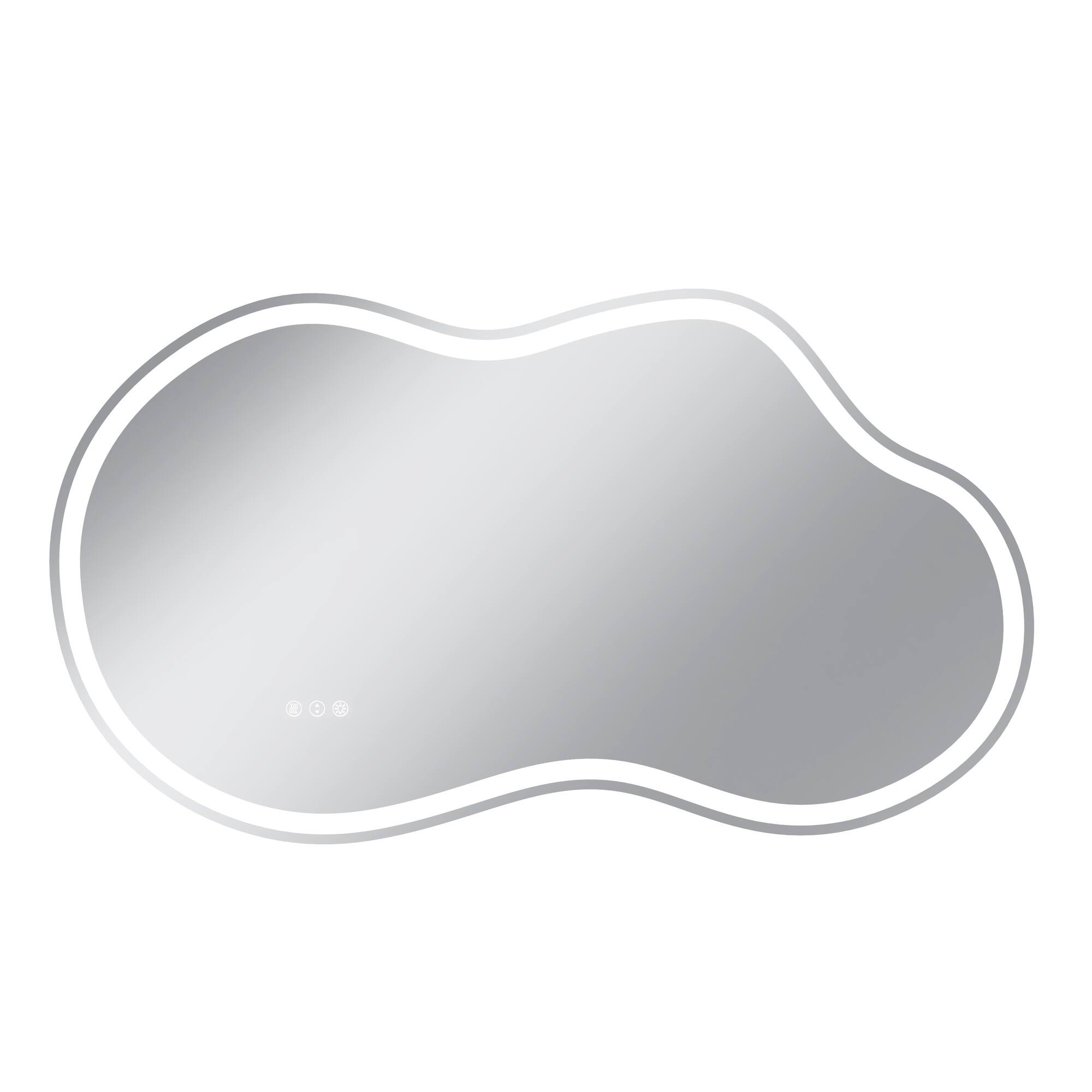 Front. Boyel Living - 27 x 48 in Cloud Shaped LED Wall Mirror with Adjustable Viewing Angle and Front Light.