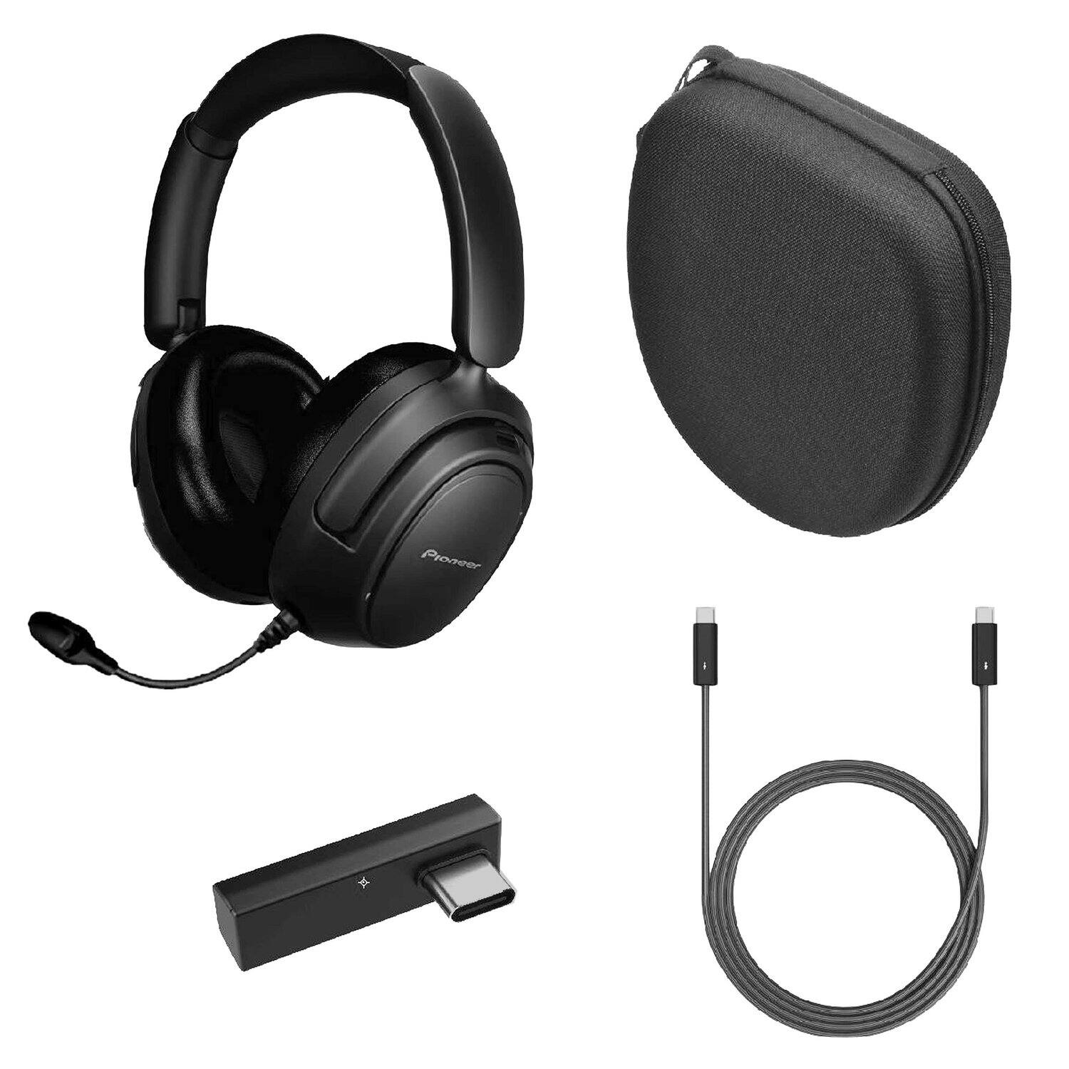 Left. Pioneer - A60 Dual-Mode Wireless Over-Ear Headphones, Detachable Mic, Aux Input, Hybrid ANC, Accessory Kit, 100 Hr Play Time - Black.