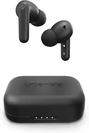 Front. Urbanista - Urbanista London Active Noise Cancelling Wireless Charging Earbuds I Color: Midnight Black - Midnight Black.