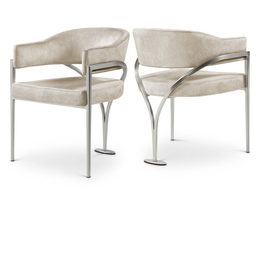 Front. Meridian Furniture - Madelyn Stone Velvet Dining Chair, Set of 2 - Grey.
