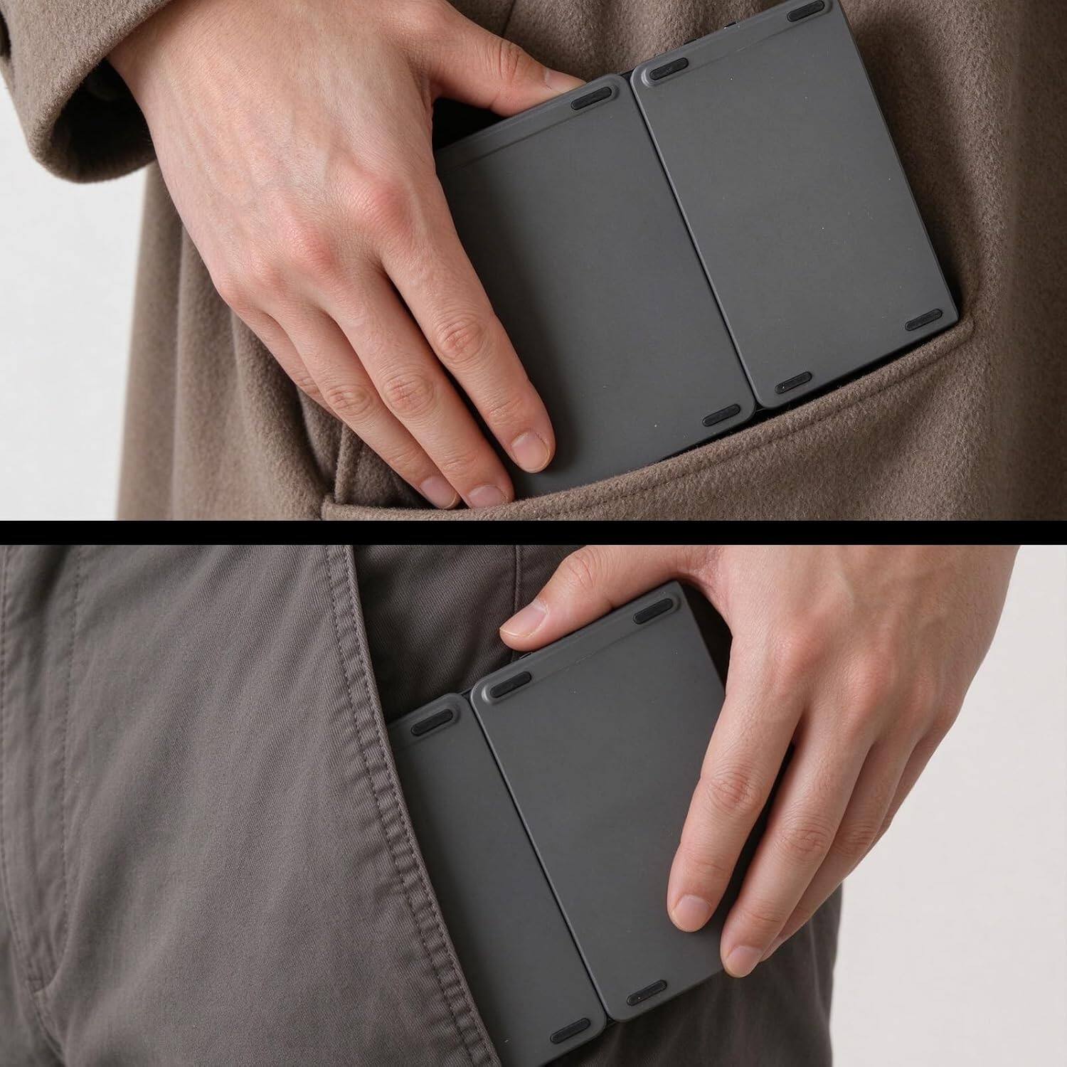 Alt View 5. Core Tech - Foldable Bluetooth Keyboard with Touchpad, 3-Device Pairing and Phone Stand - Dark Gray.