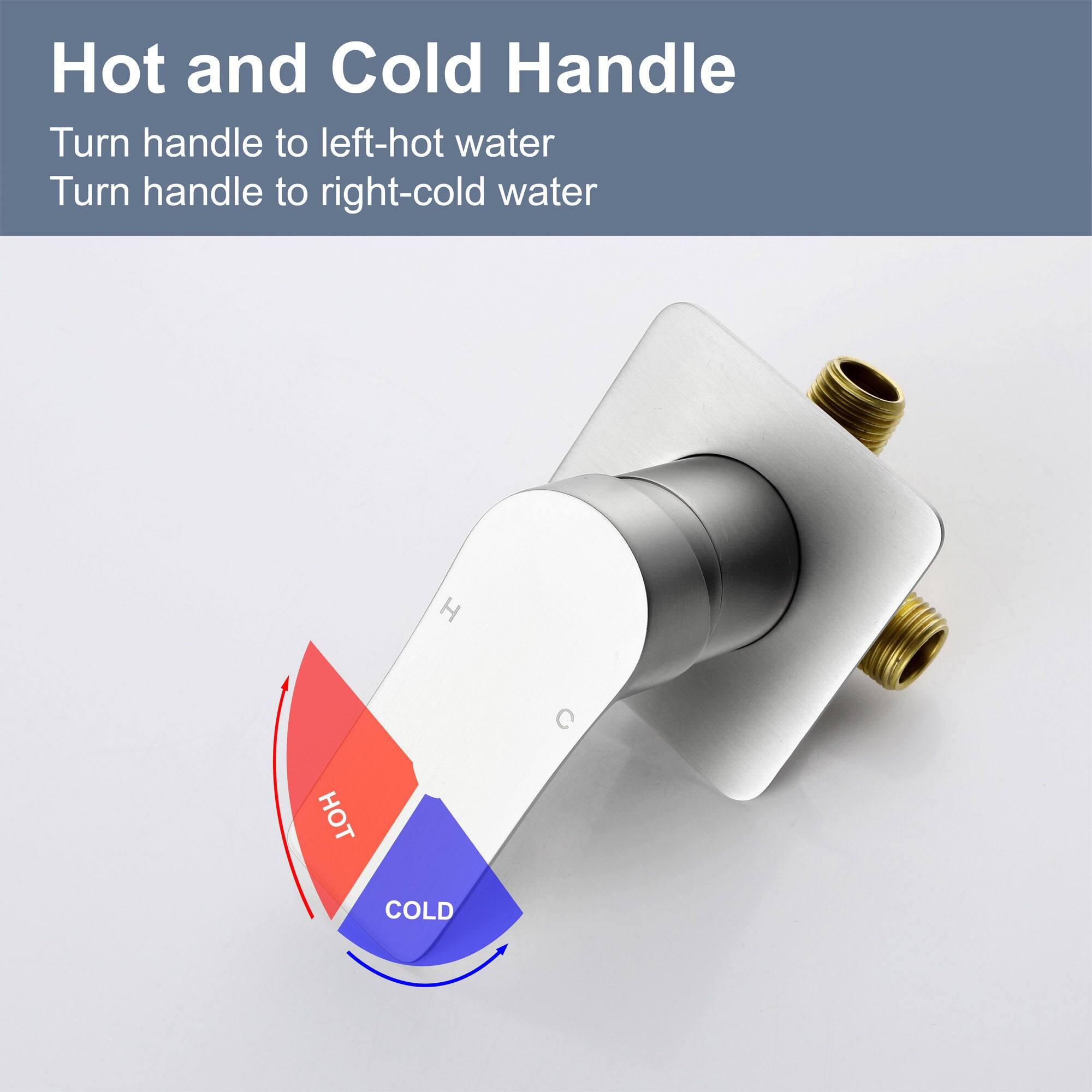 Hot and Cold Handle

Turn handle to left - hot water  
Turn handle to right - cold water  

HOT COLD