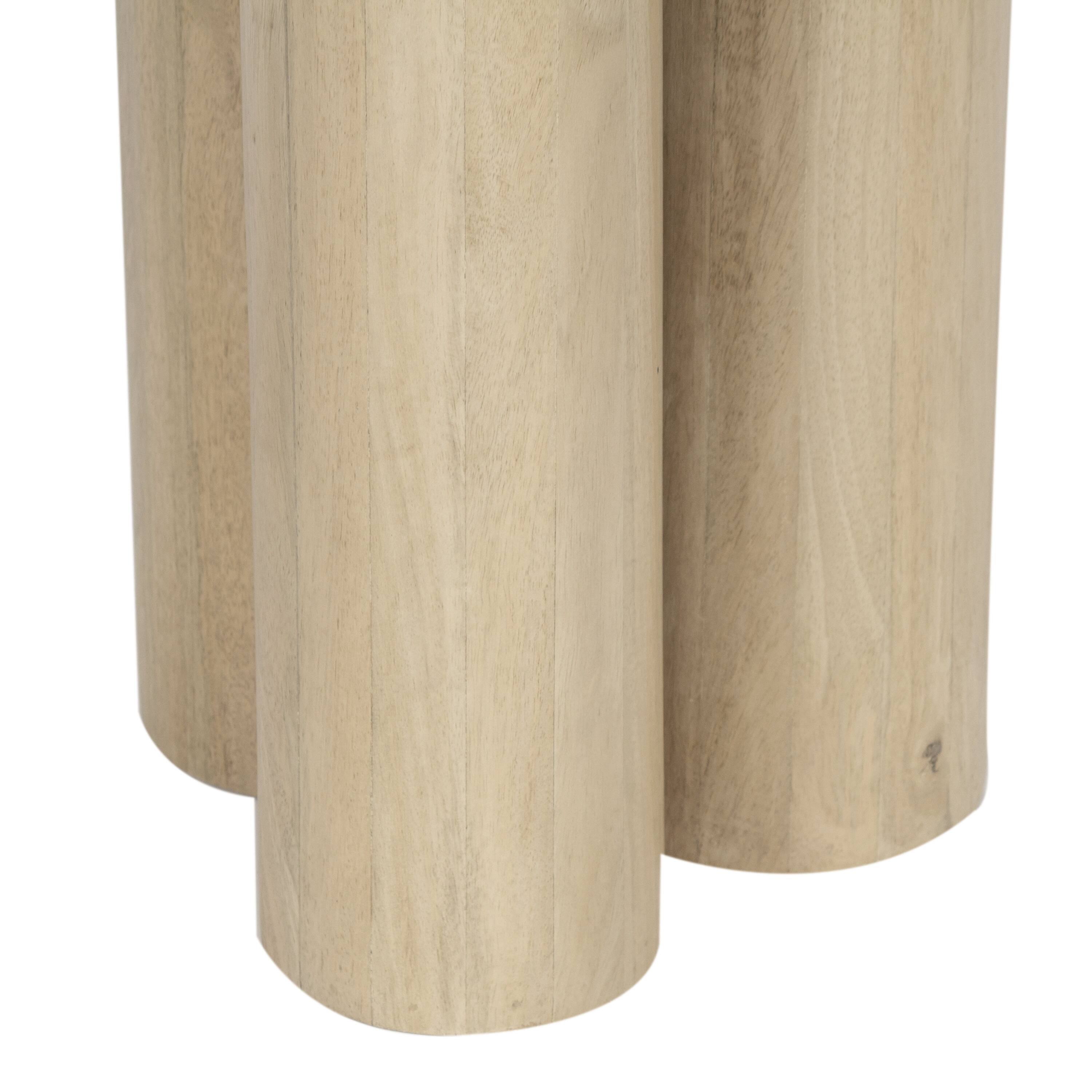 Alt View 4. Manhattan Lane - Side Table with 3 Pillar Legs, Handcrafted Natural Brown Mango Wood, 17.7 Inch Round Top - Brown.