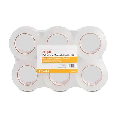 Staples Extra-Long Moving & Storage Tape
6 Rolls
600 Feet
Water Resistant