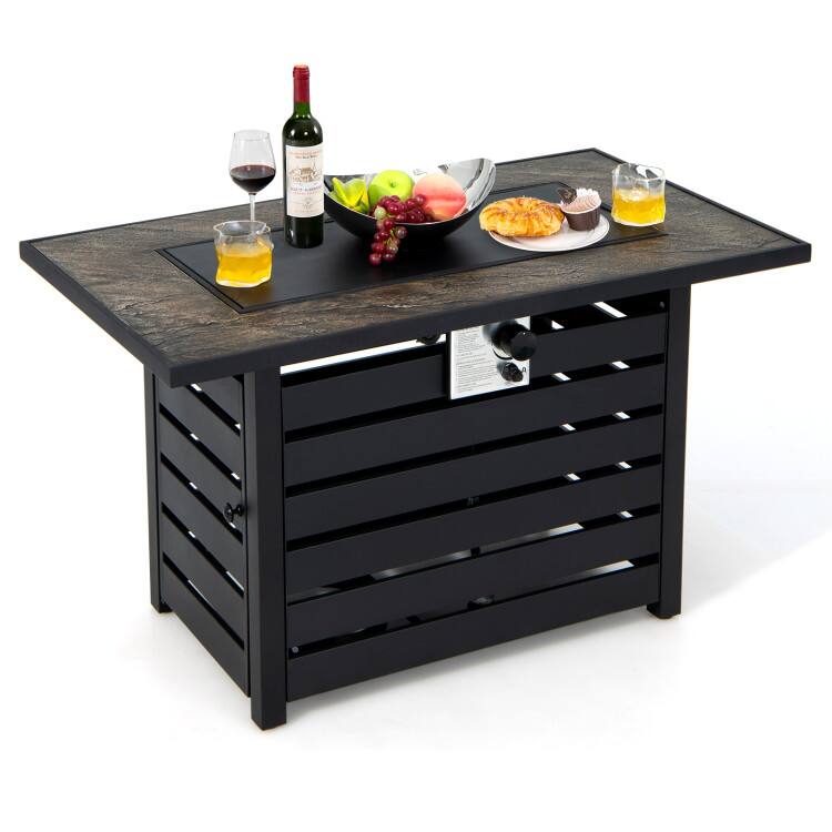 Angle. Mondawe - 42 Inch 50000 BTU Propane Fire Pit Table with Ore Powder Surface - Black.