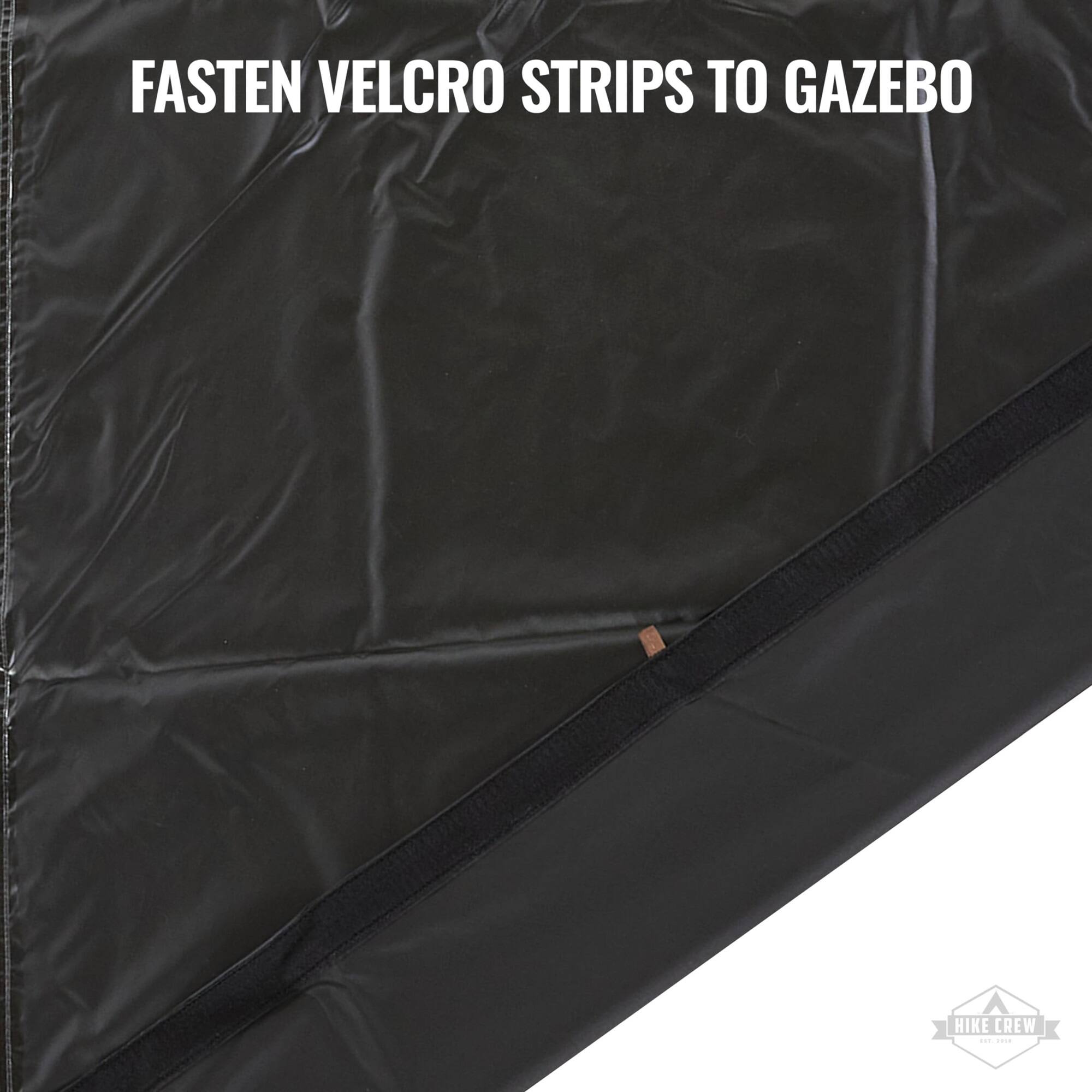 FASTEN VELCRO STRIPS TO GAZEBO