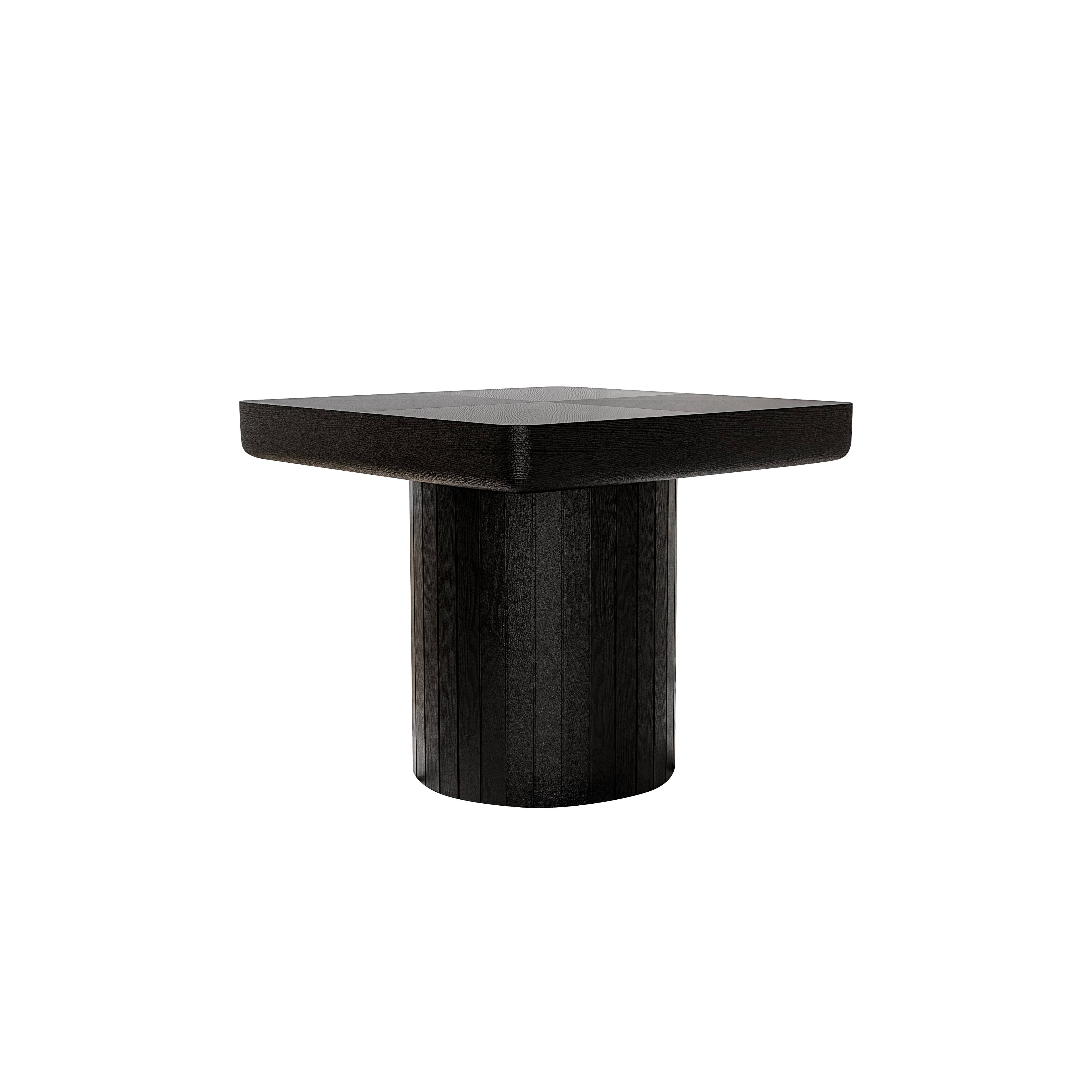 Alt View 7. Loheer - Loheer Modern Black Square End Table Solid Wood Veneer Side Table with Cylindrical Base for Living Room 23.6 Inch - Black.