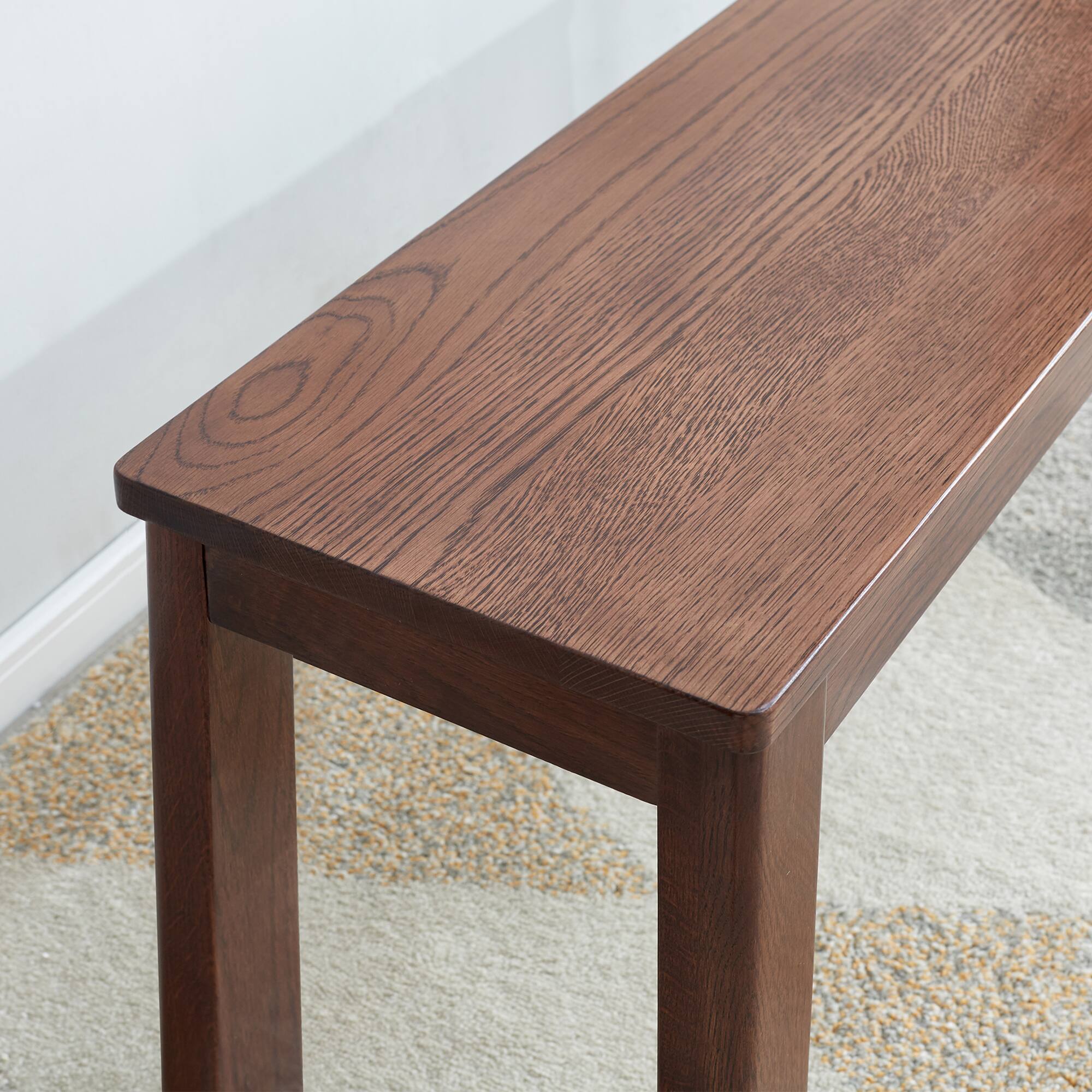 Back. Bestier - 47inch Walnut Color Solid Wood Classic Dining Bench for Living Room - Walnut.