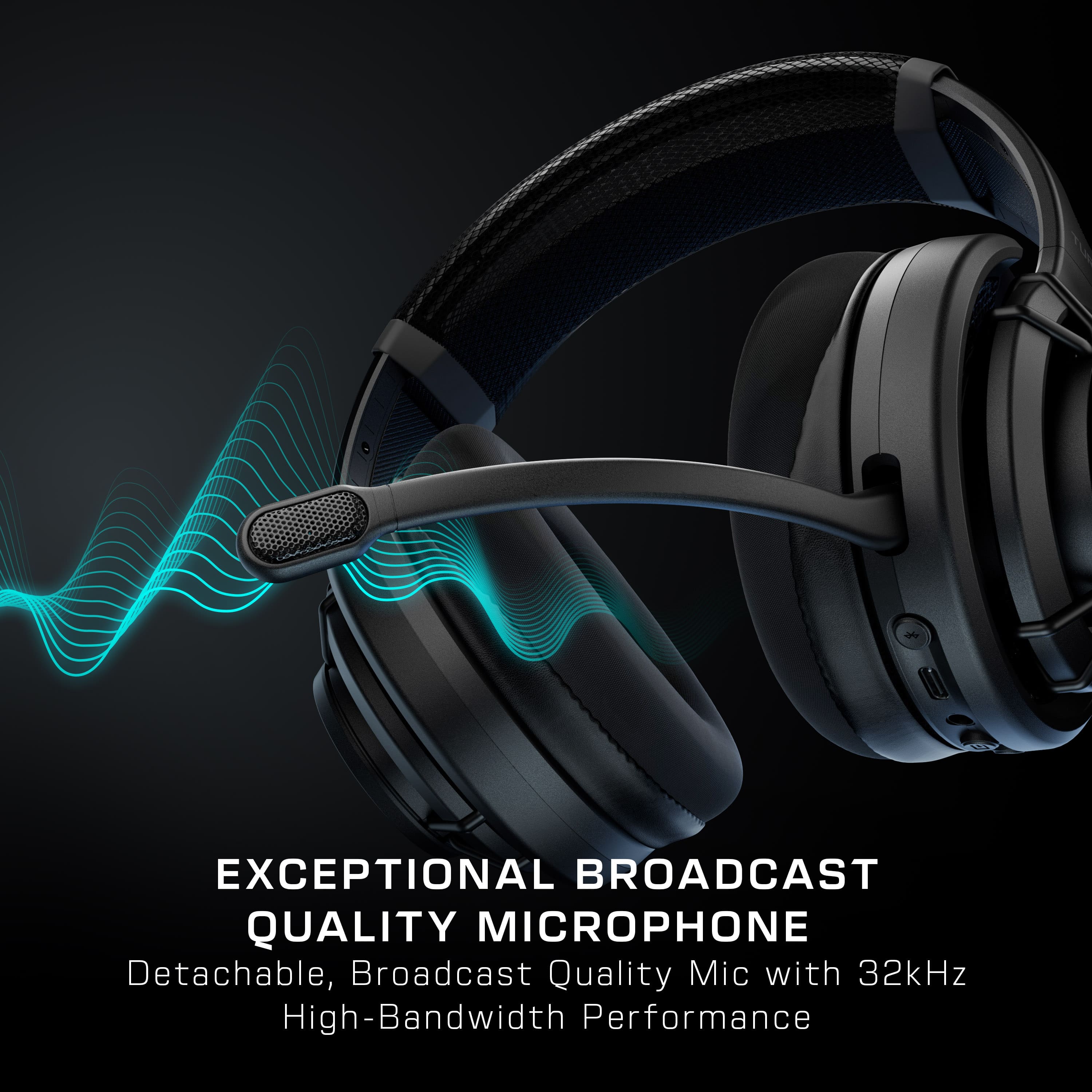 Exceptional broadcast quality microphone. Detachable, broadcast quality mic with 32kHz high-bandwidth performance.