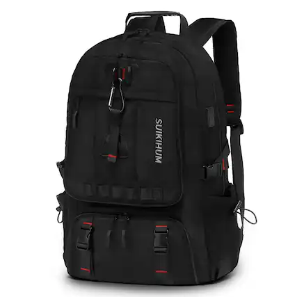 Front. Unique Bargains - 45L Expandable Travel Backpack with Shoe Compartment, TSA Approved Carry On, Fits 18" Laptop, Water-Resistant - Black.