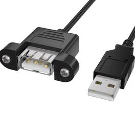 Sanoxy - 3ft USB 2.0 Panel-Mount Type A Male to Type A Female Cable - Black