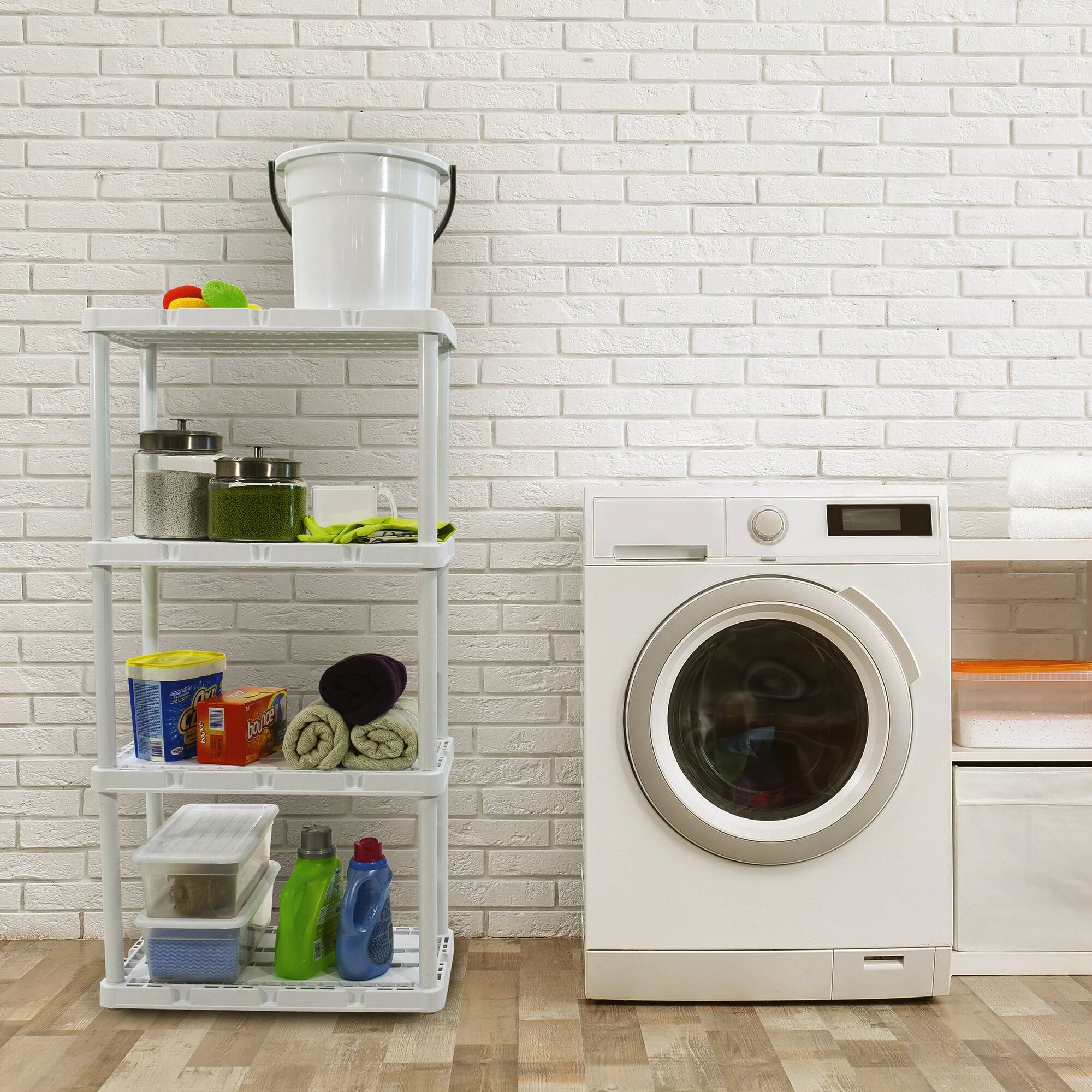 Alt View 4. Gracious Living - Gracious Living 4 Shelf Knect-A-Shelf Fixed Height Light Duty Storage Unit,White - White.