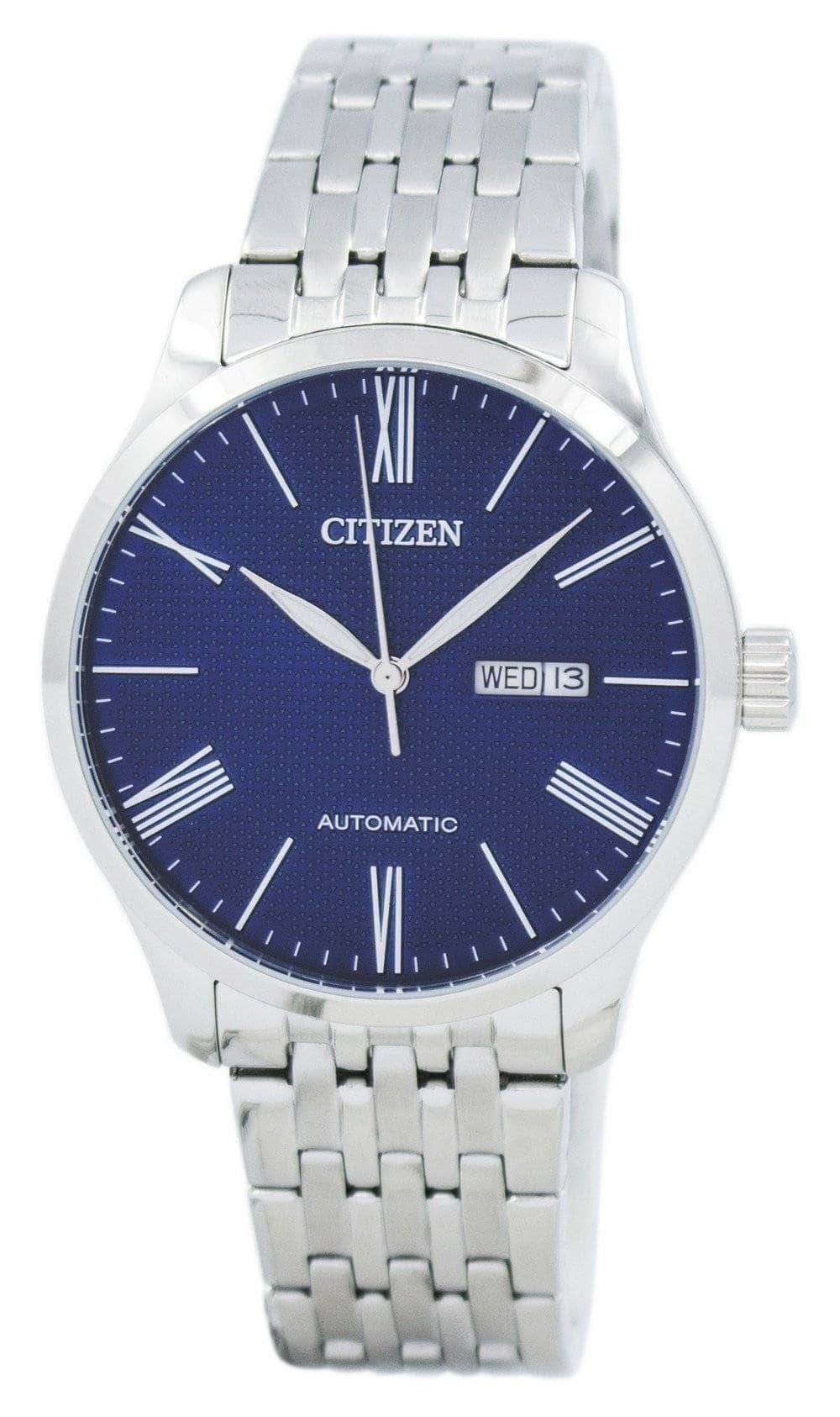 Citizen - Stainless Steel Blue Textured Dial Automatic NH8350-59L Men's Watch - Silver, Blue