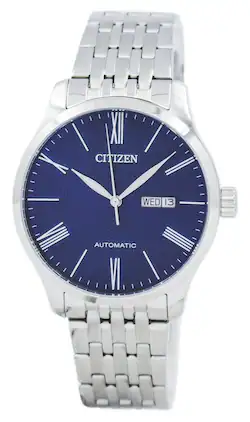 Citizen - Stainless Steel Blue Textured Dial Automatic NH8350-59L Men's Watch - Silver, Blue