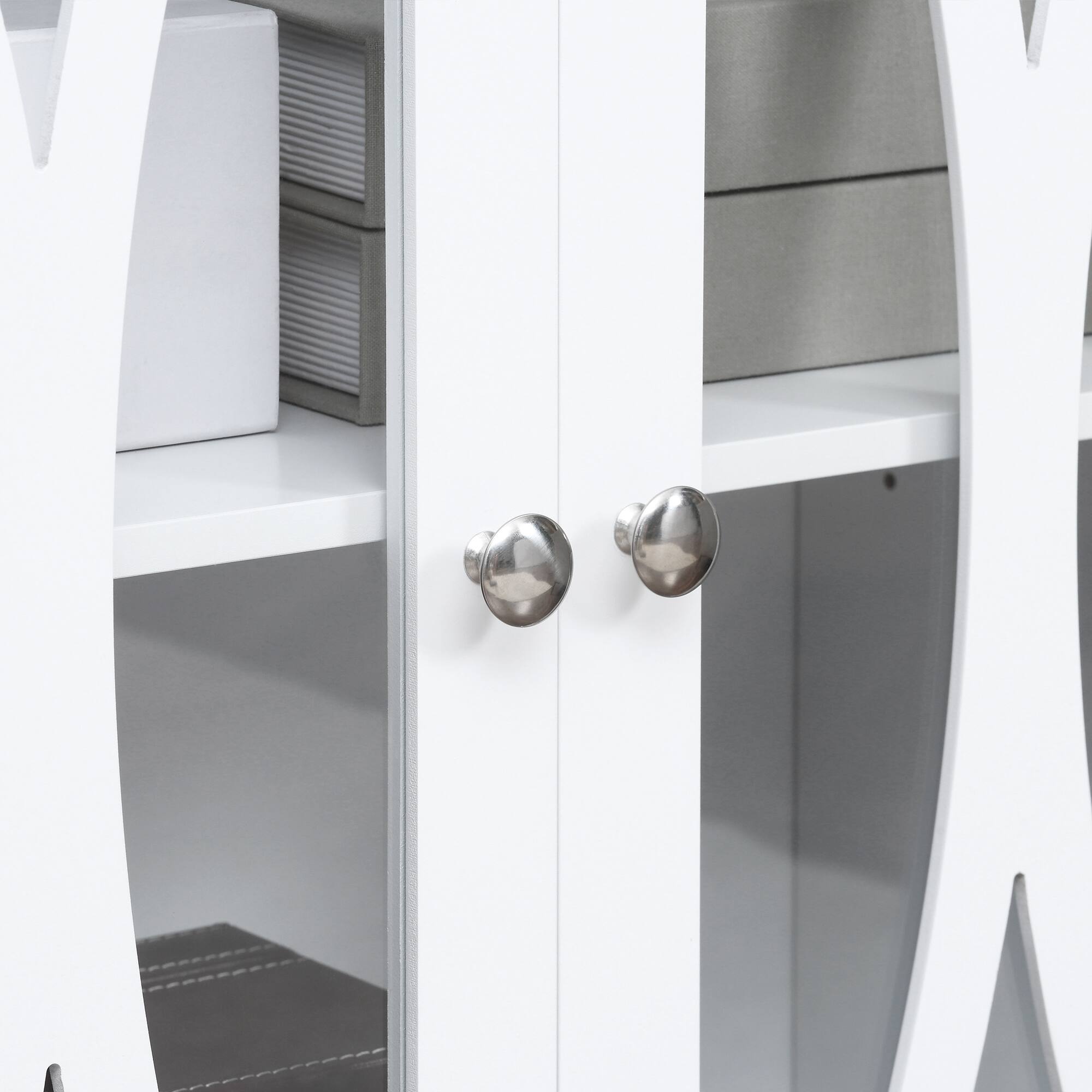 Alt View 7. Homcom - Buffet Cabinet with 3 Tempered Glass Doors, Arc Pattern and Adjustable Storage Shelf - White.