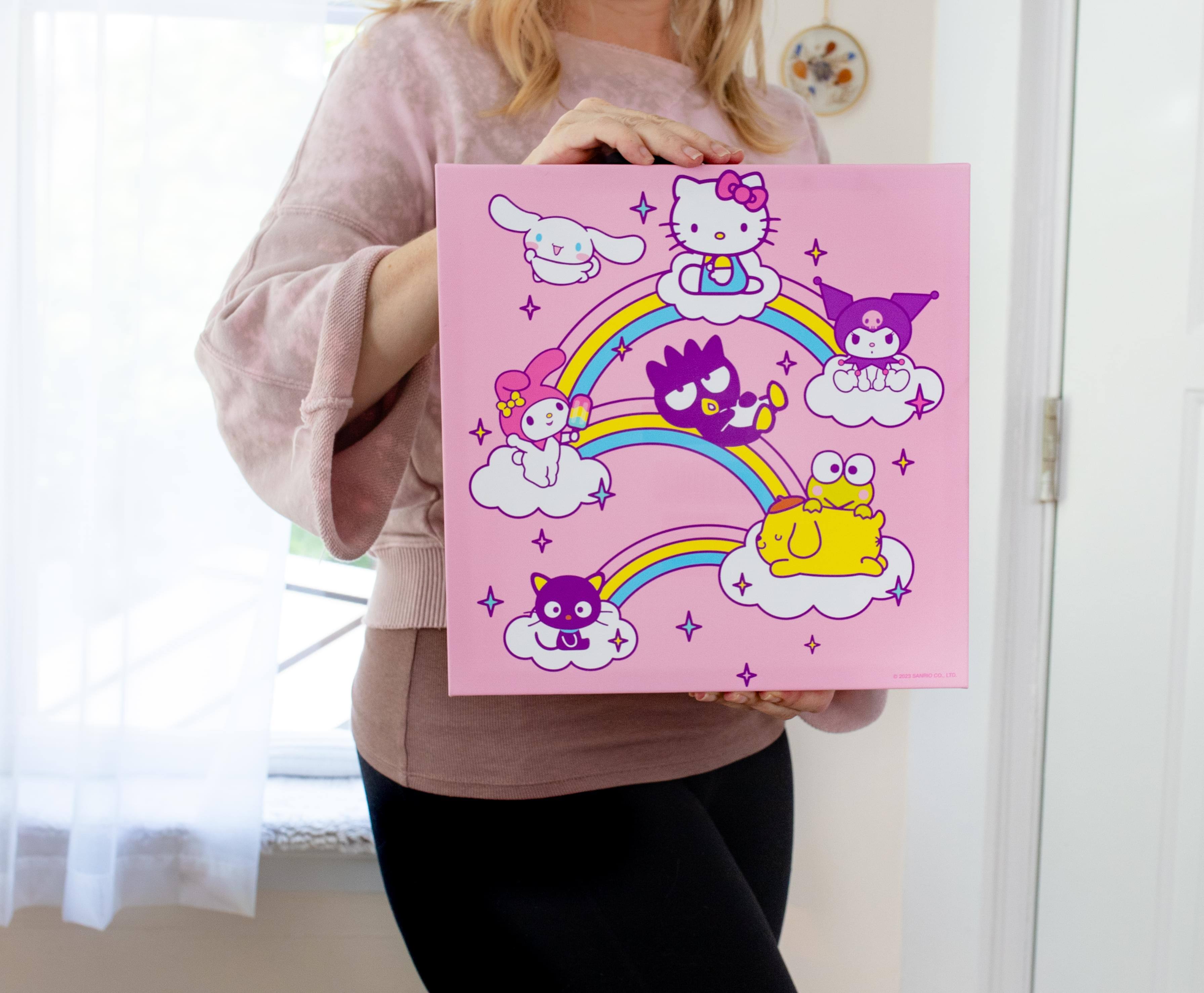 Alt View 2. Silver Buffalo - Sanrio Hello Kitty and Friends Rainbows Canvas Wall Art | 12 x 12 Inches - Pink.