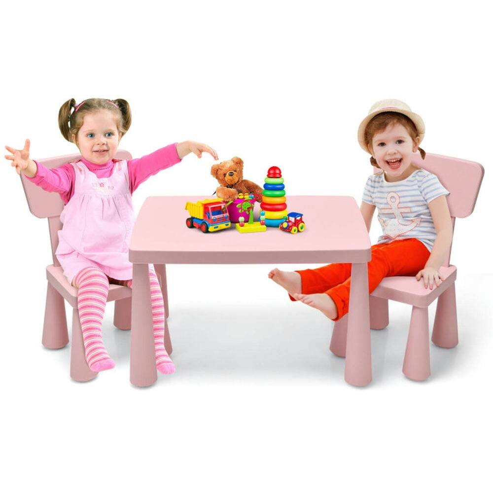 Alt View 2. Pefilos - 3 Pieces Toddler Multi Activity Play Dining Study Kids Table and Chair Set-Pink, Toddler Table and Chair Set for Arts - Pink.