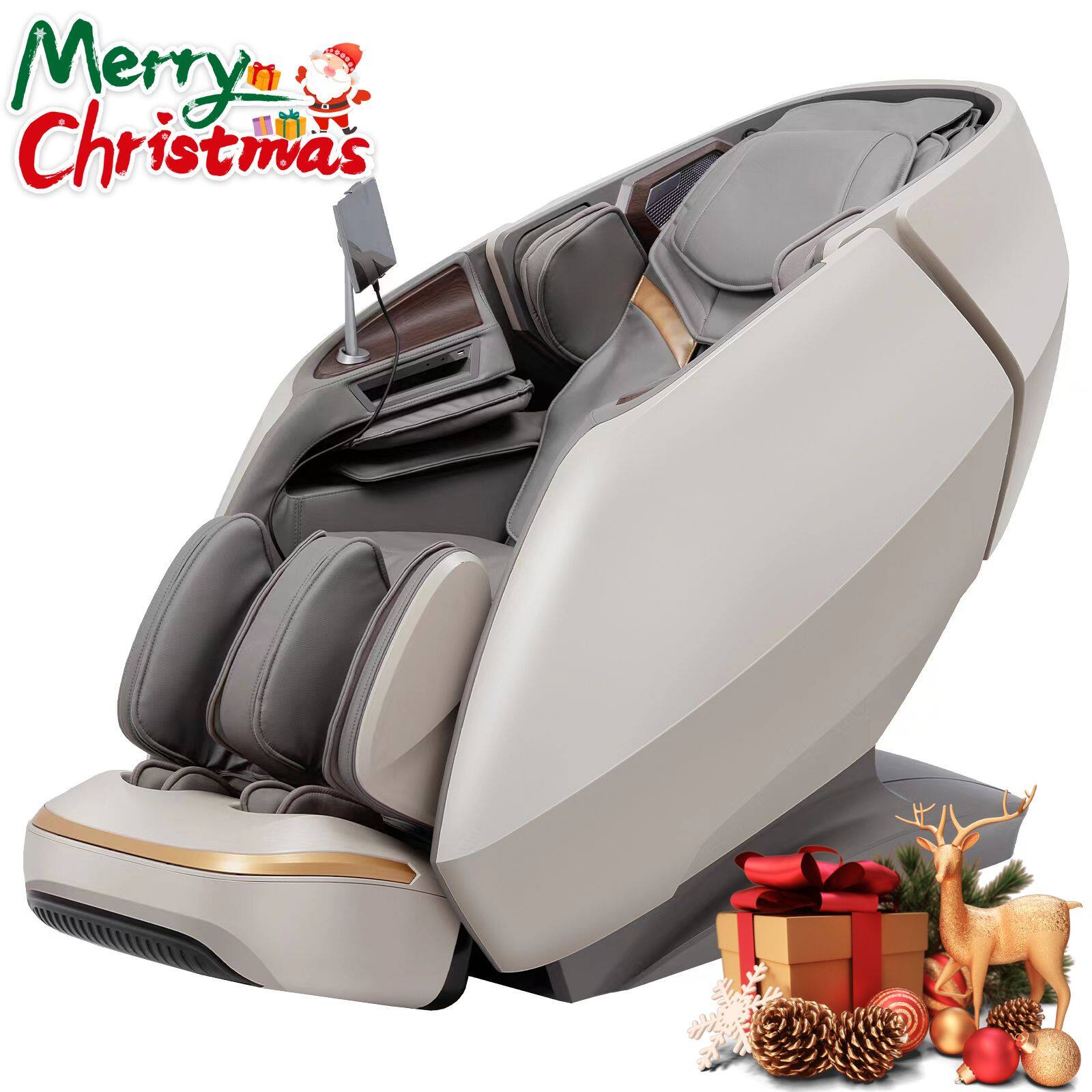 Alfine - A665 4D+ Yoga Queen Massage Chair,with Flexible Track,Full Body Stretch ,Calf Kneading - Beige