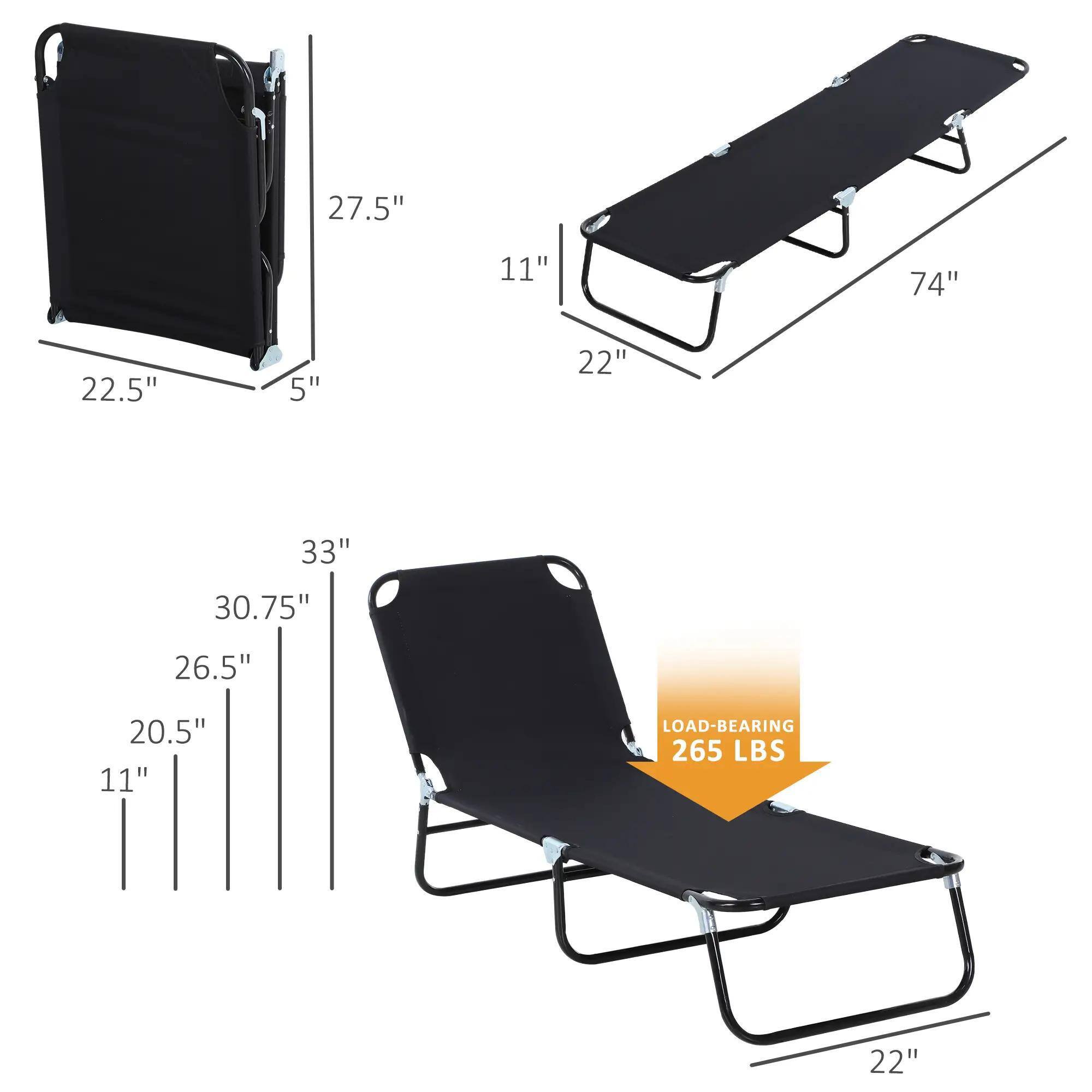- 27.5" (height of the backrest)
- 11" (depth of the backrest)
- 74" (length of the bed)
- 22.5" (width of the backrest)
- 5" (thickness of the backrest)
- 22" (width of the bed)
- 33" (height of the chair)
- 30.75" (height of the chair when reclined)
- 26.5" (depth of the chair)
- 20.5" (width of the seat)
- 11" (depth of the seat)
- Load-bearing: 265 lbs