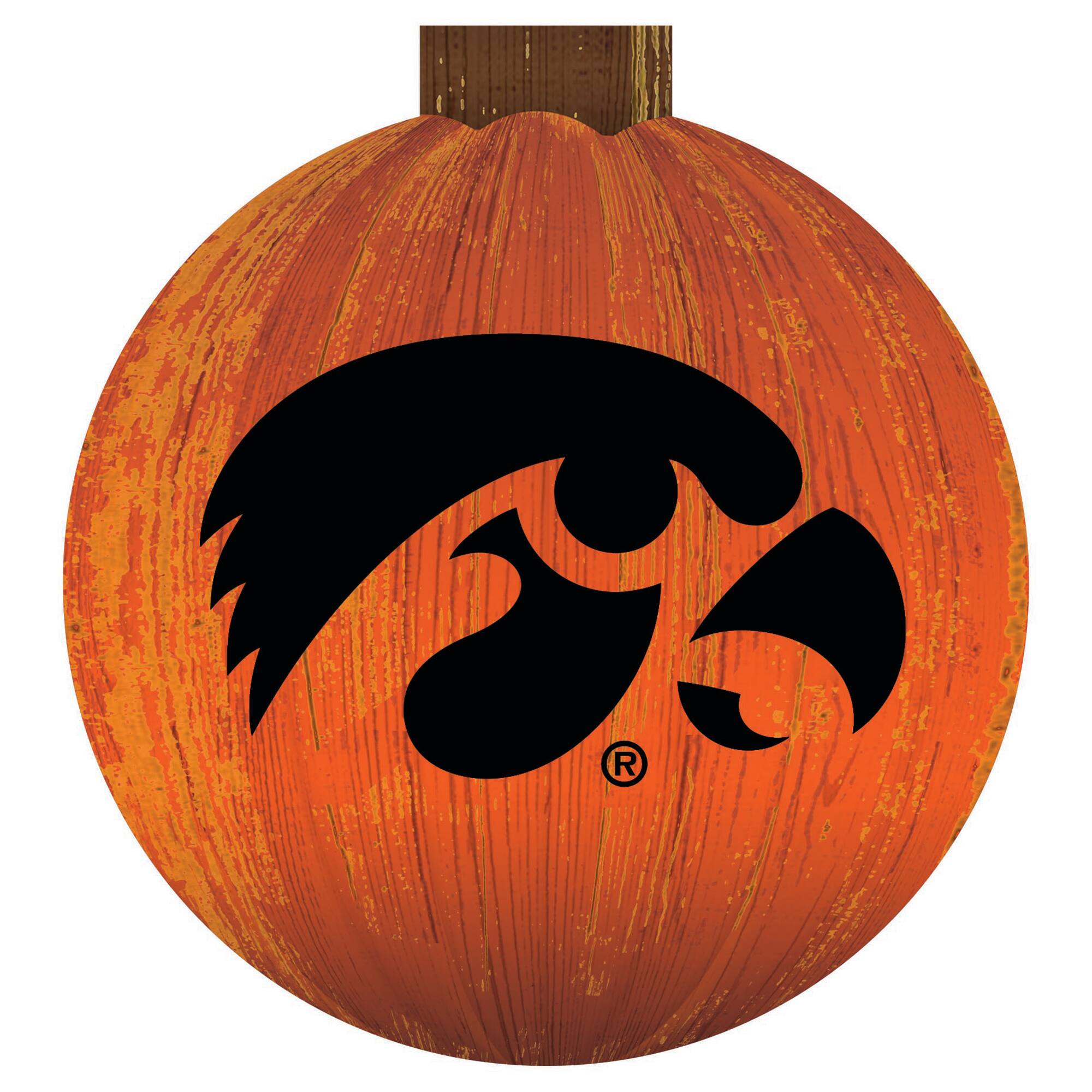 Front. Fan Creations - Iowa Hawkeyes 12'' Pumpkin Sign - Orange.