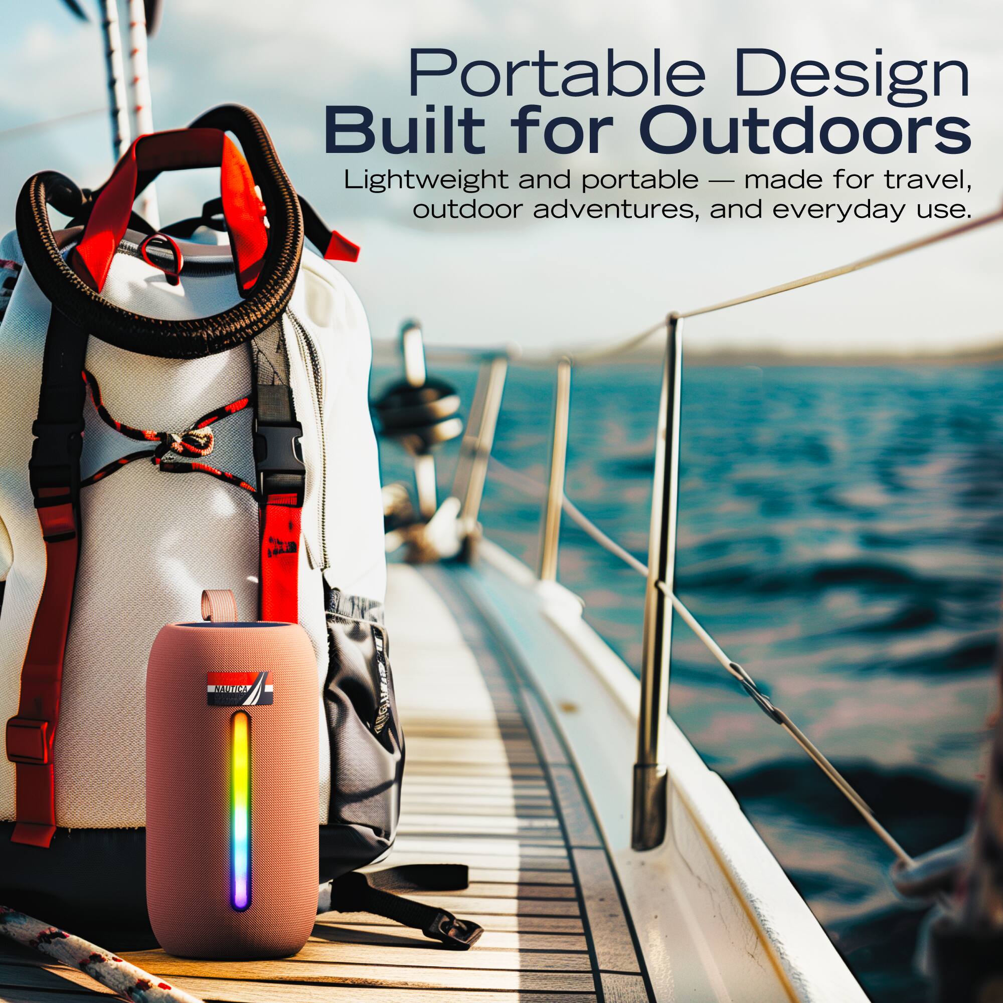 Portable Design Built for Outdoors  
Lightweight and portable — made for travel, outdoor adventures, and everyday use.
