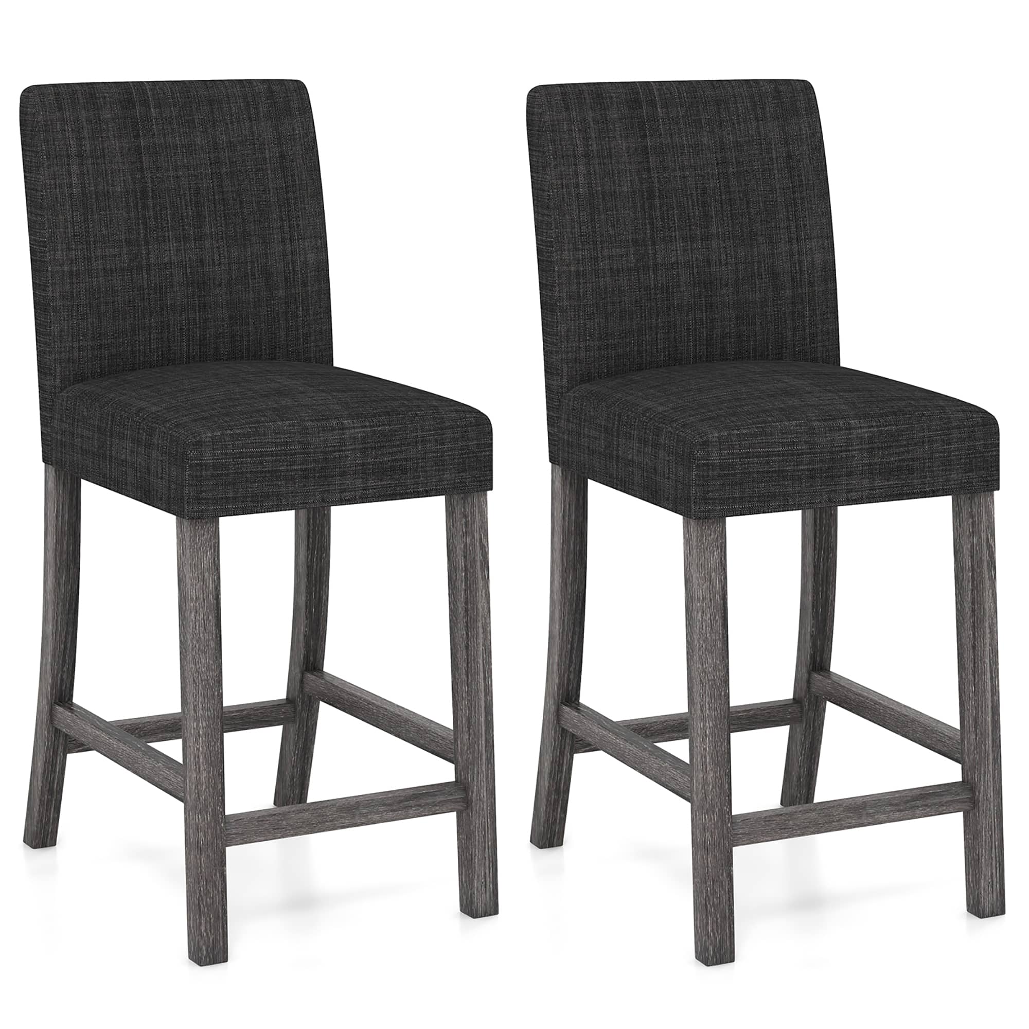 Gymax - 2PCS 24.5'' Counter Height Bar Stools Modern Fabric Upholstered Kitchen Chairs - Gray