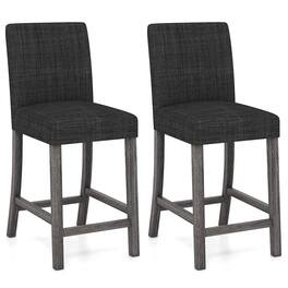 Gymax - 2PCS 24.5'' Counter Height Bar Stools Modern Fabric Upholstered Kitchen Chairs - Gray