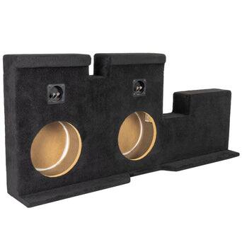 Left. NVX - 2007-2017 Toyota Tundra Double Cab - Custom-Fit Empty Dual 10" Sealed Subwoofer Enclosure - Black.
