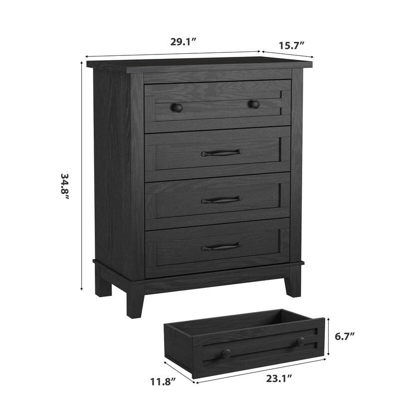 Alt View 1. Babevy - 34.8" Tall Vertical Drawer Dresser with Large Storage - Black.
