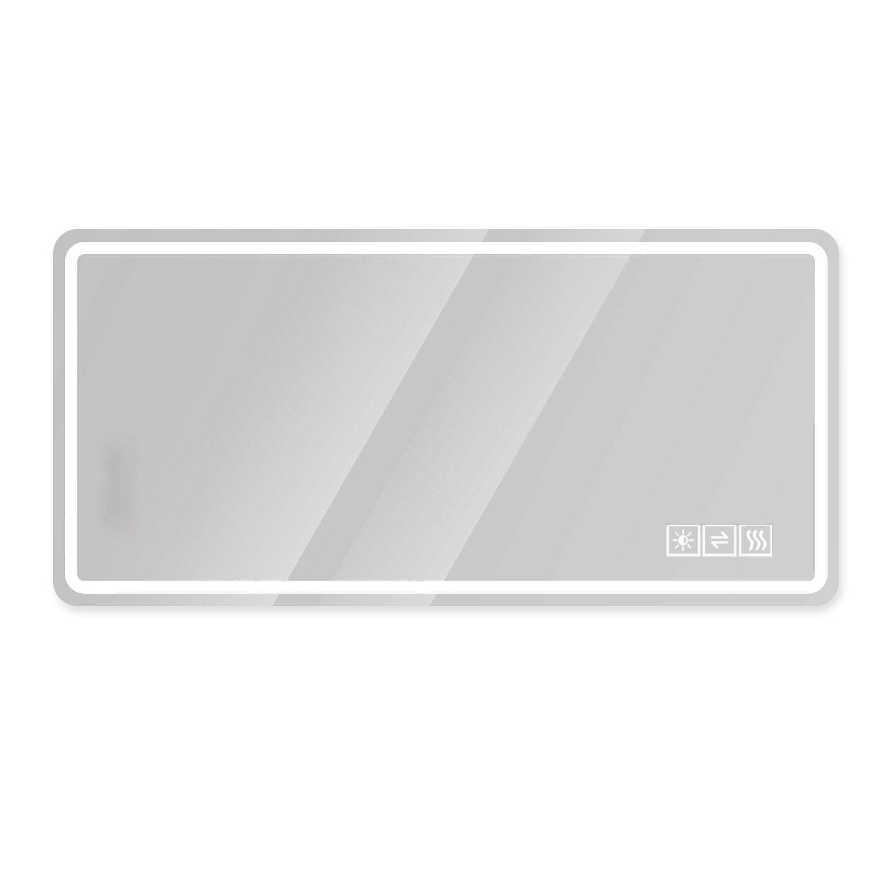 Front. Ecooso - 28x60in LED Bathroom Mirror, Anti-Fog, Dimmable, Shatter-Proof, Ideal for Makeup & Shaving - Silver.