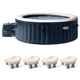 Intex - PureSpa Plus Inflatable Bubble Jet Hot Tub & Slip Resistant Seat (4 Pack) - Blue