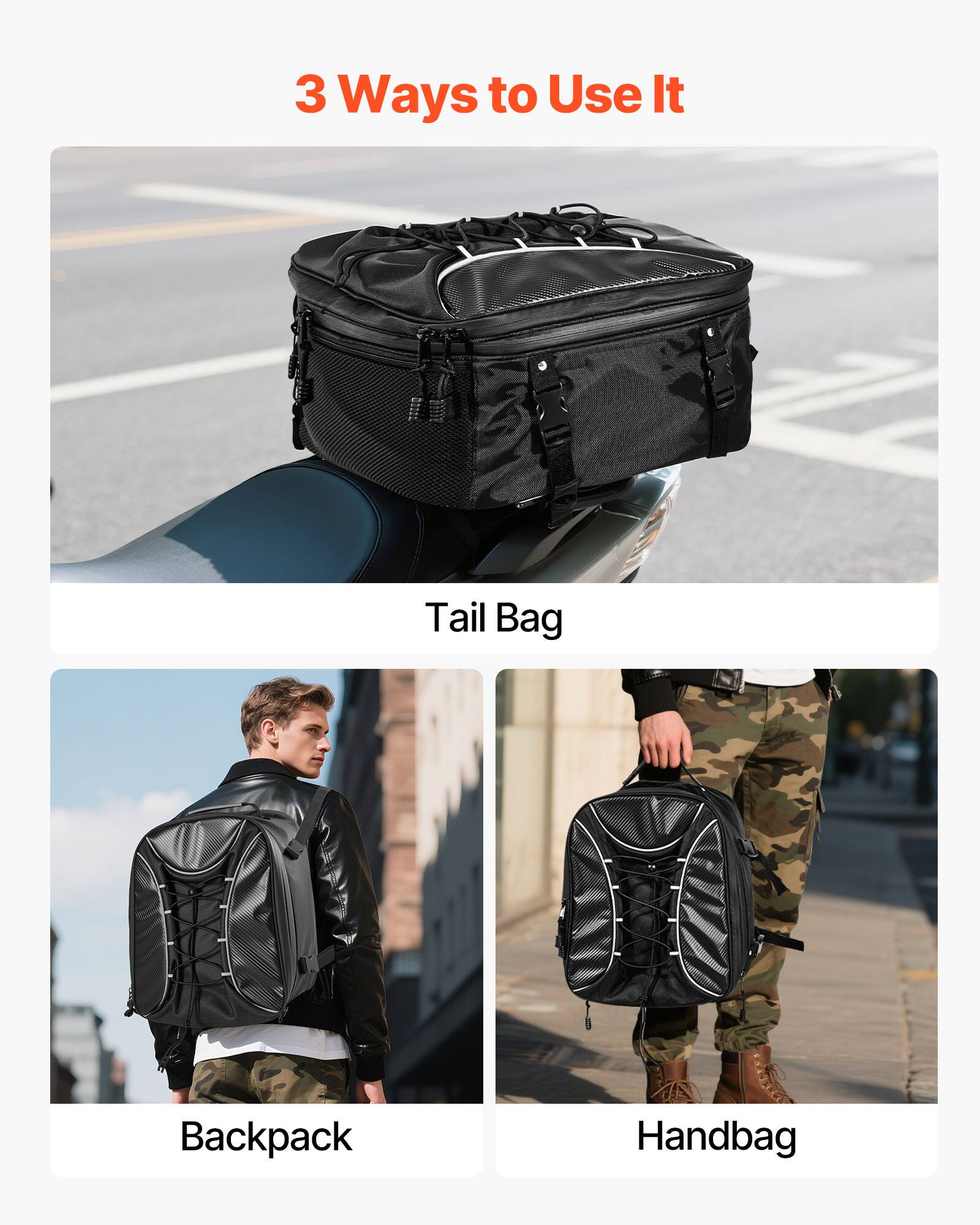 3 Ways to Use It

Tail Bag

Backpack

Handbag
