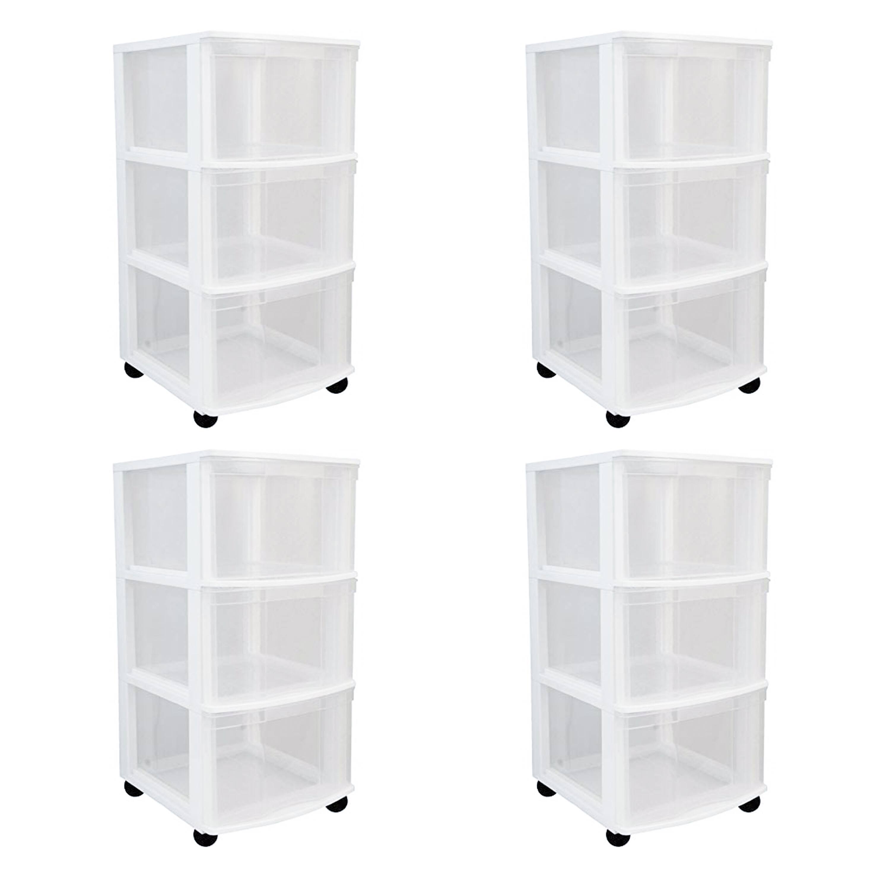 Front. Gracious Living - Gracious Living Classic 3 Drawer Organizer Plastic Storage Cart w/Wheels(4 Pack).