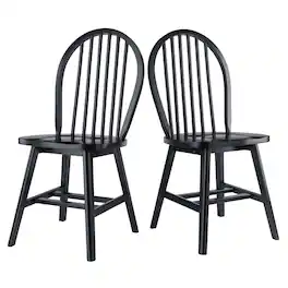 Winsome Wood - Windsor 2-Pc Chair Set - Black